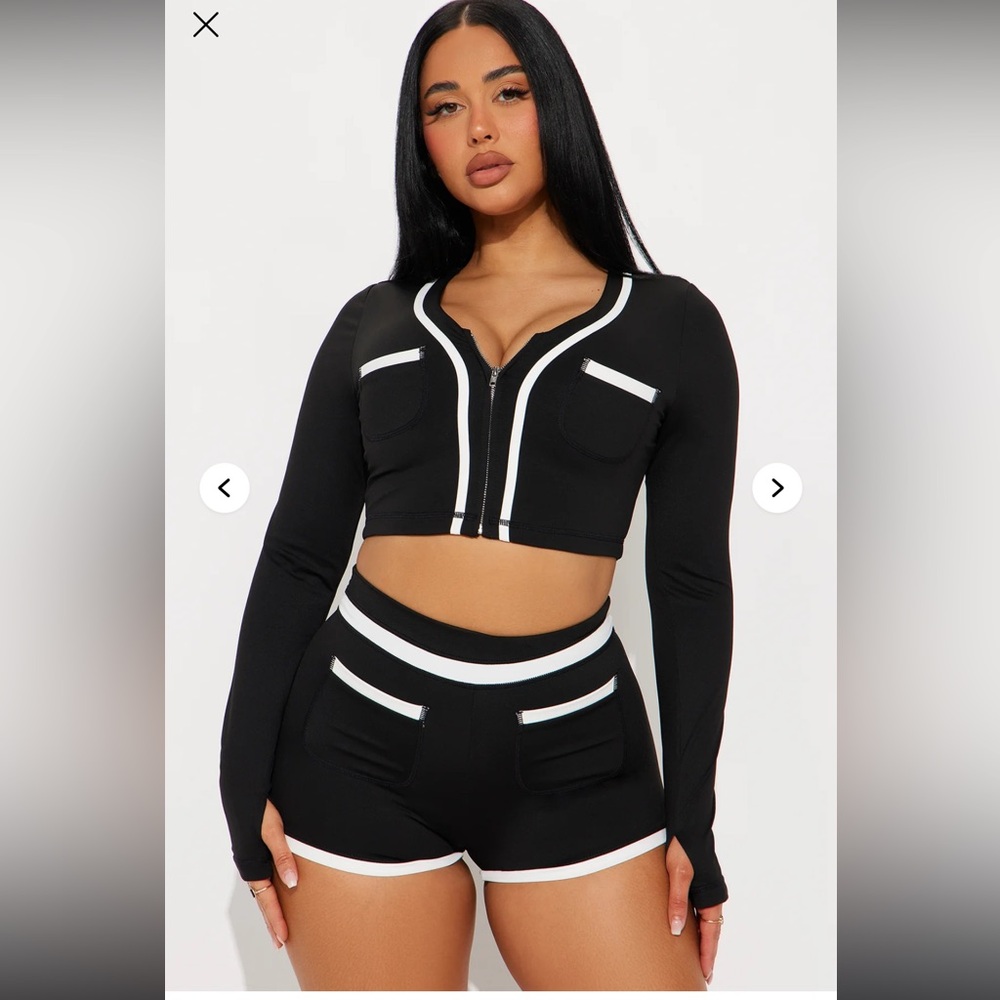 Fashion Nova Black and White Athletic Shorts set